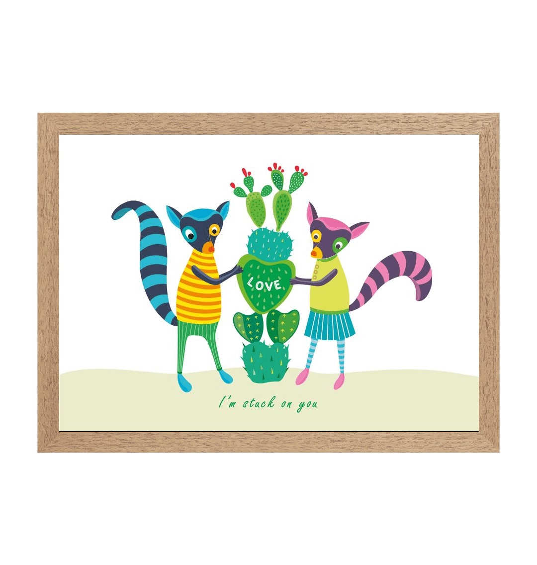 Natural Frame \"Stuck On You\" Love Couple Print