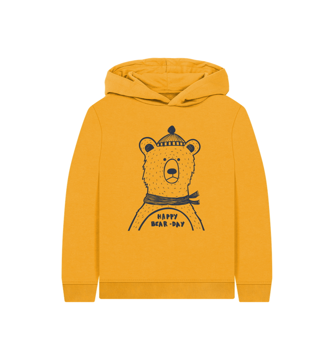 Mustard Happy bear-day Kids Hoodie
