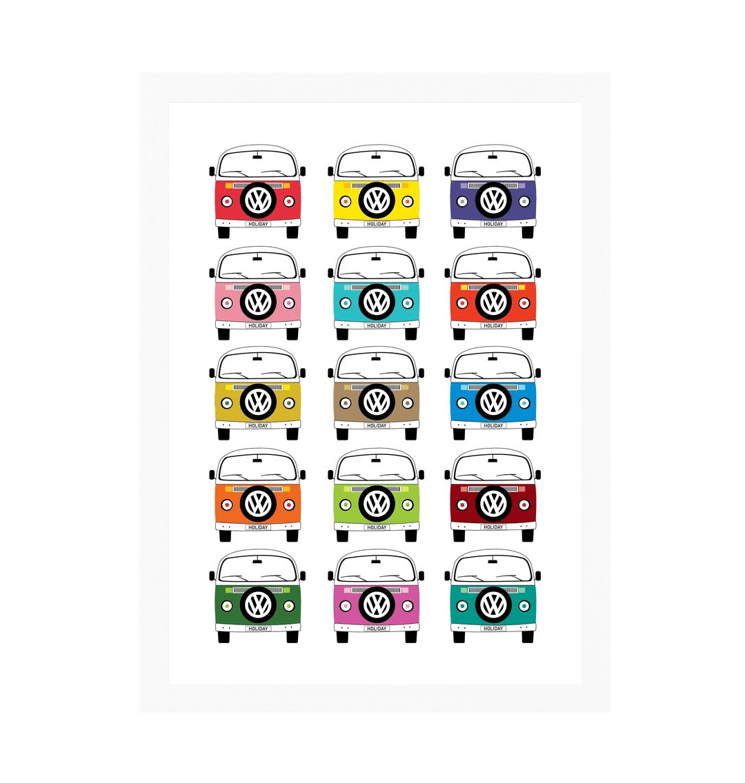 White Frame Favourite Campervan Holiday Print