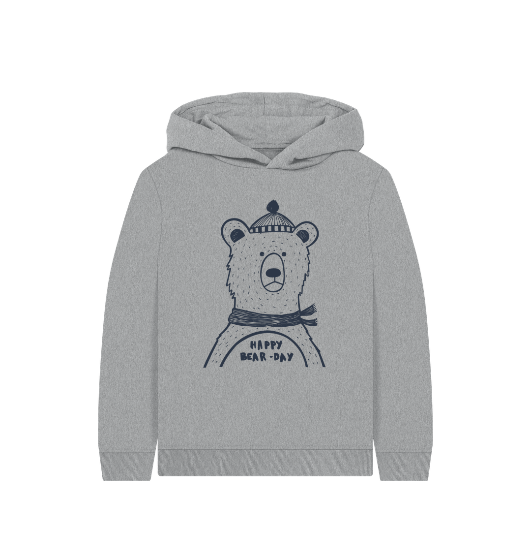 Athletic Grey Happy bear-day Kids Hoodie