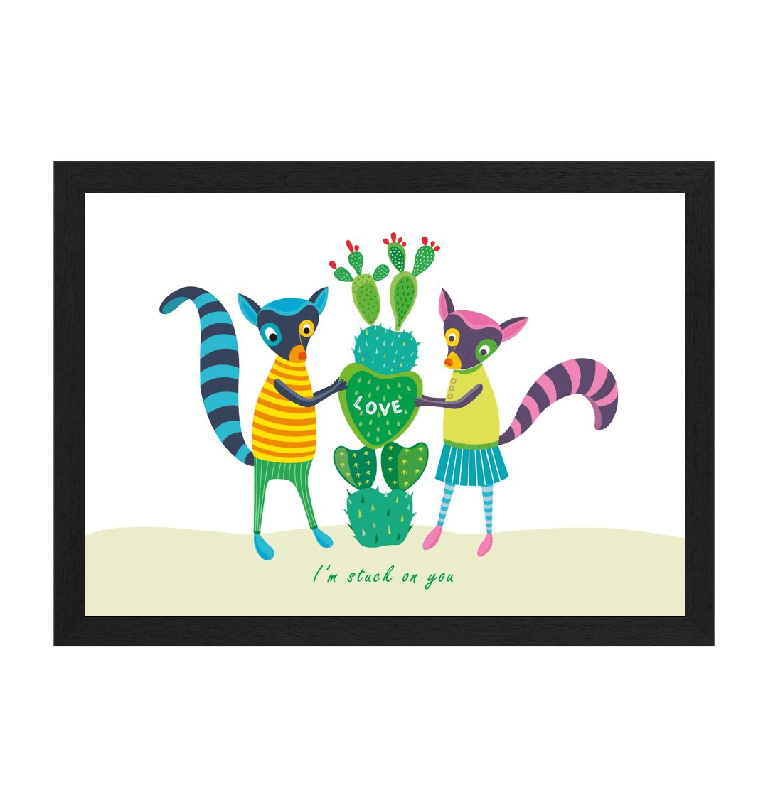 Black Frame \"Stuck On You\" Love Couple Print