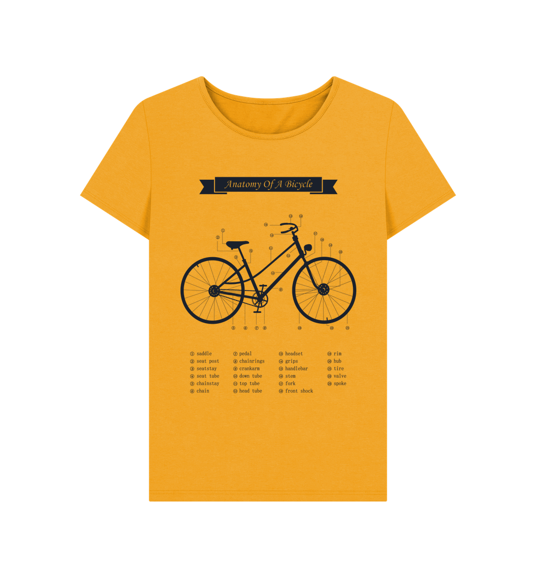 Mustard Women's Anatomy Of a Bicycle T-shirt