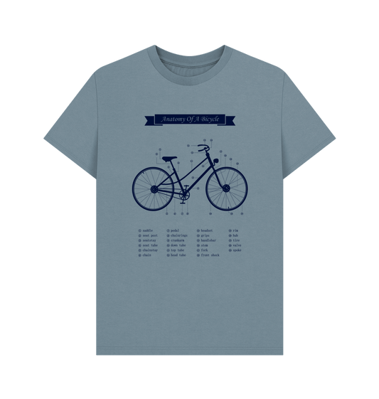 Stone Blue Anatomy Of a Bicycle T-shirt