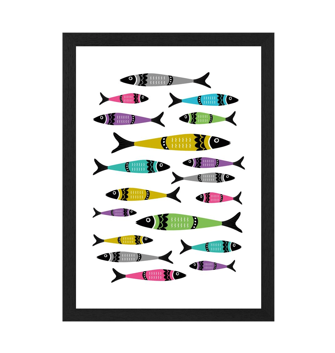 Black Frame Sardine Kitchen Art Print