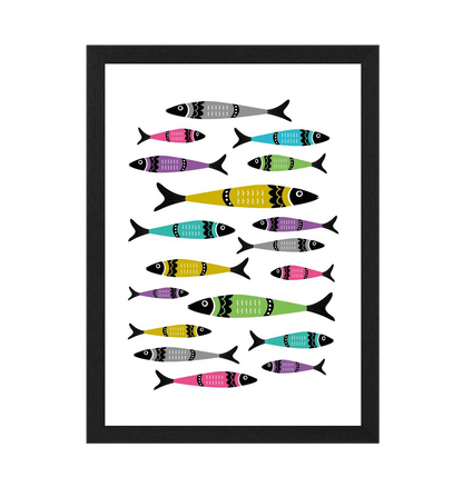 Black Frame Sardine Kitchen Art Print