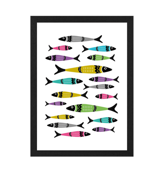 Black Frame Sardine Kitchen Art Print