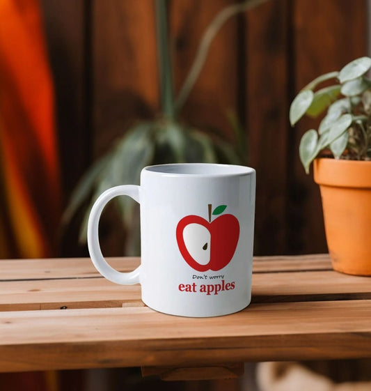 Don't worry, eat apples mug
