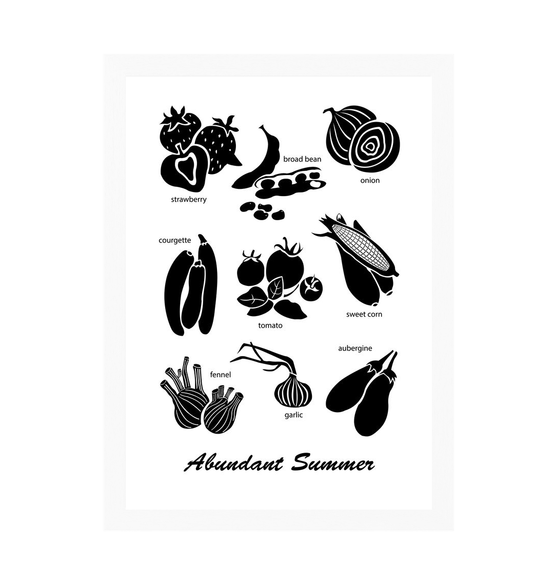 White Frame Abundant Summer Print