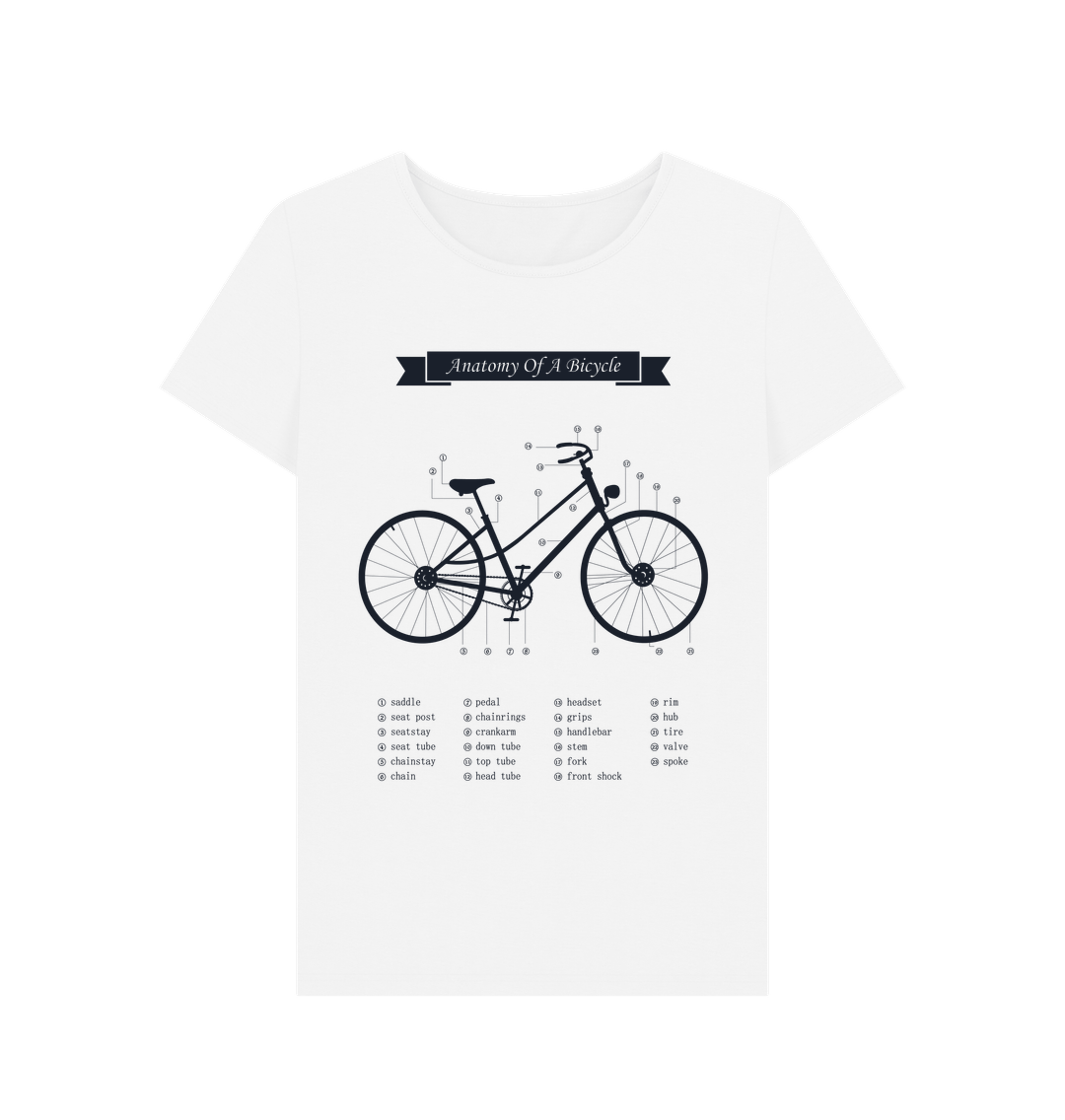 White Women's Anatomy Of a Bicycle T-shirt