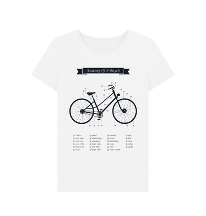 White Women's Anatomy Of a Bicycle T-shirt