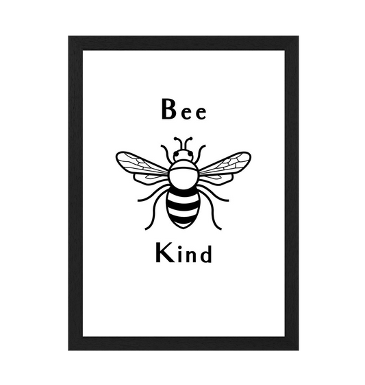 Black Frame Bee Kind Print