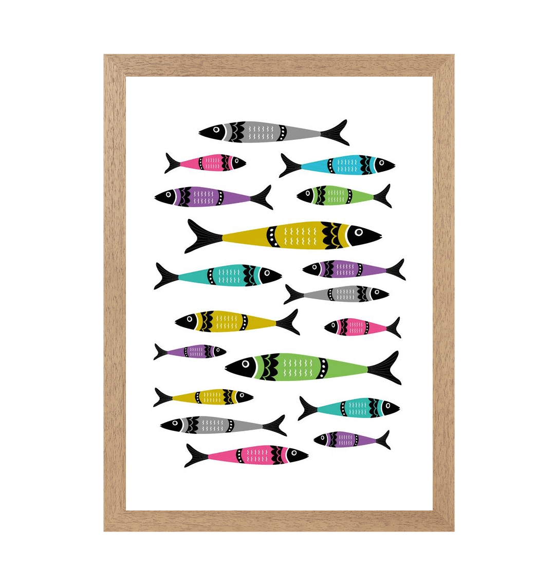 Natural Frame Sardine Kitchen Art Print