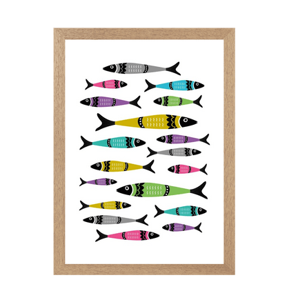 Natural Frame Sardine Kitchen Art Print