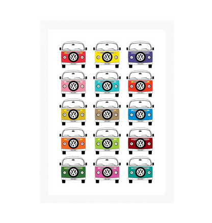 White Frame Favourite Campervan Holiday Print