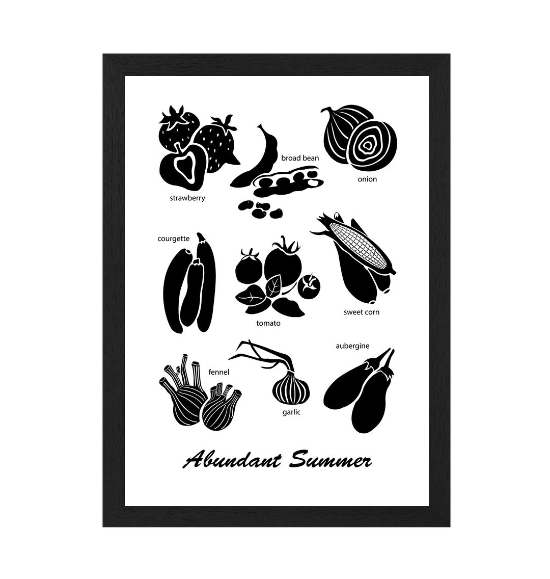 Black Frame Abundant Summer Print