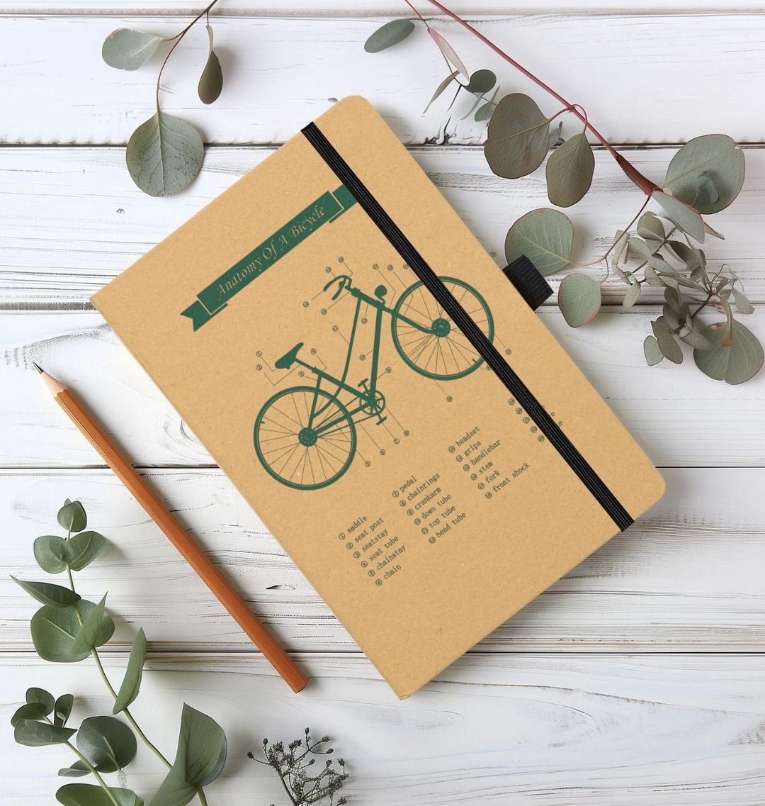 Anatomy Of a Bicycle notebook in green