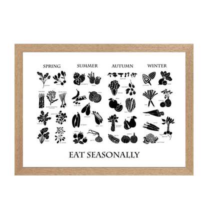 Natural Frame Seasonal Fruit And Vegetable Print