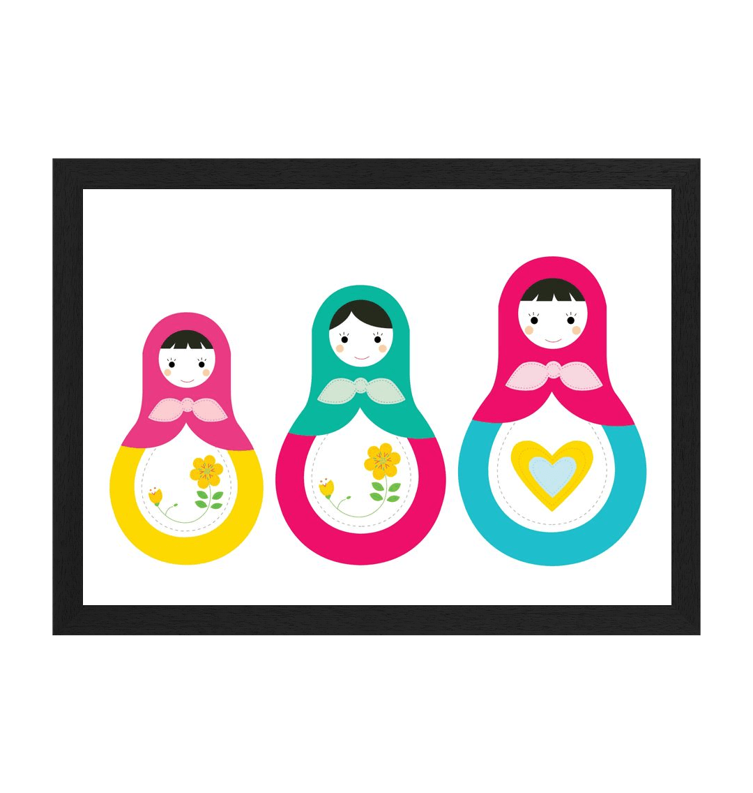 Black Frame Russian Doll Nursery Print