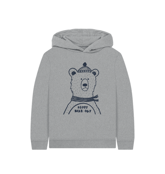 Athletic Grey Happy bear-day Kids Hoodie