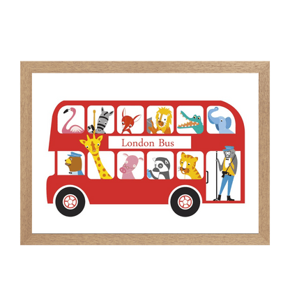 Natural Frame London Bus Children's Print