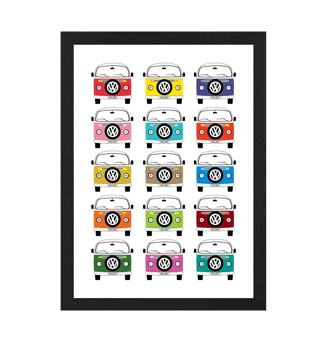 Black Frame Favourite Campervan Holiday Print