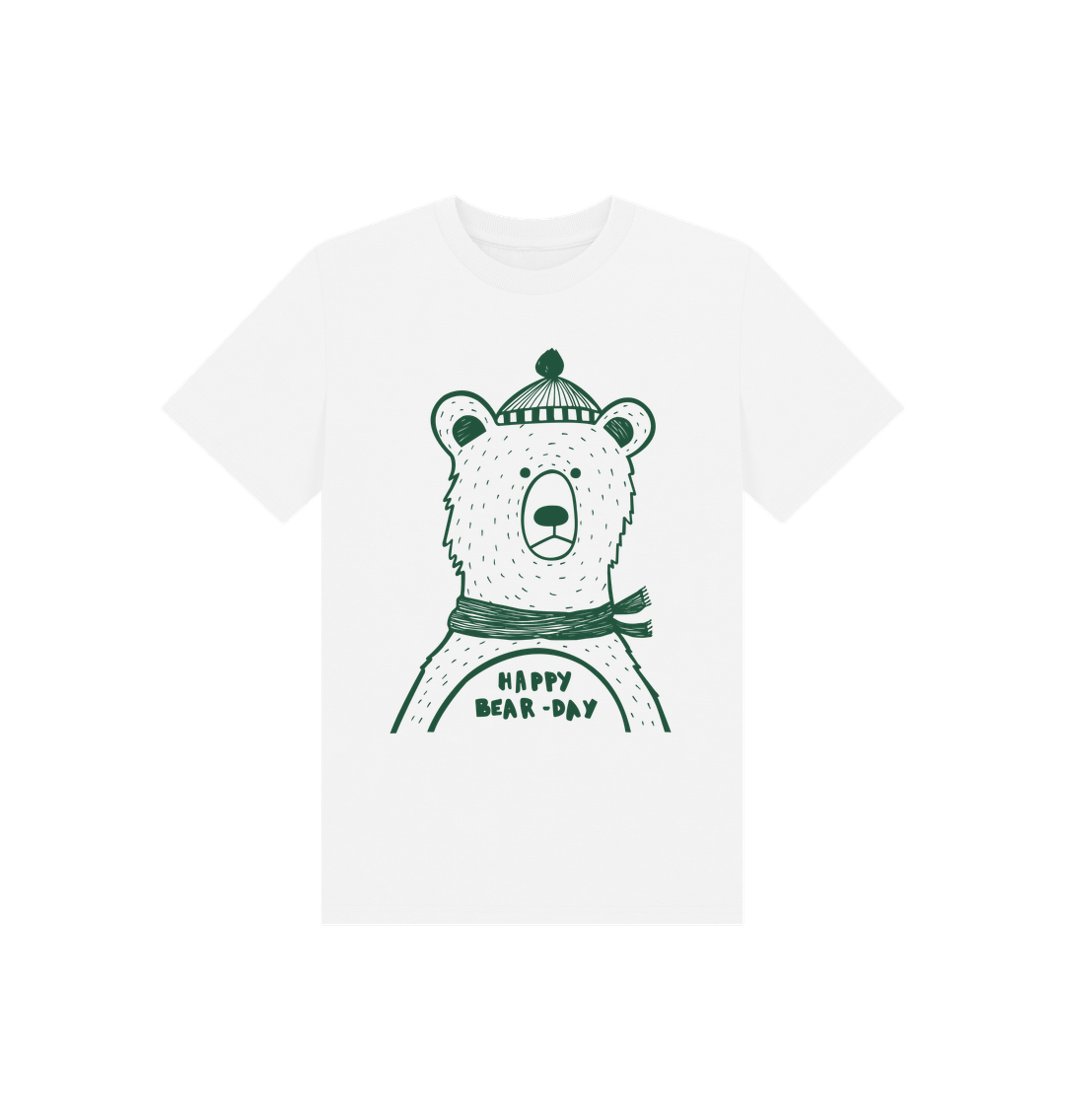 White Happy bear-day Kids t-shirt