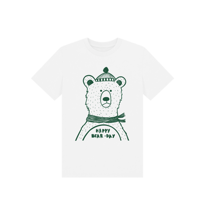 White Happy bear-day Kids t-shirt