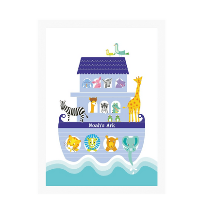 White Frame Noah's Ark Children's Print