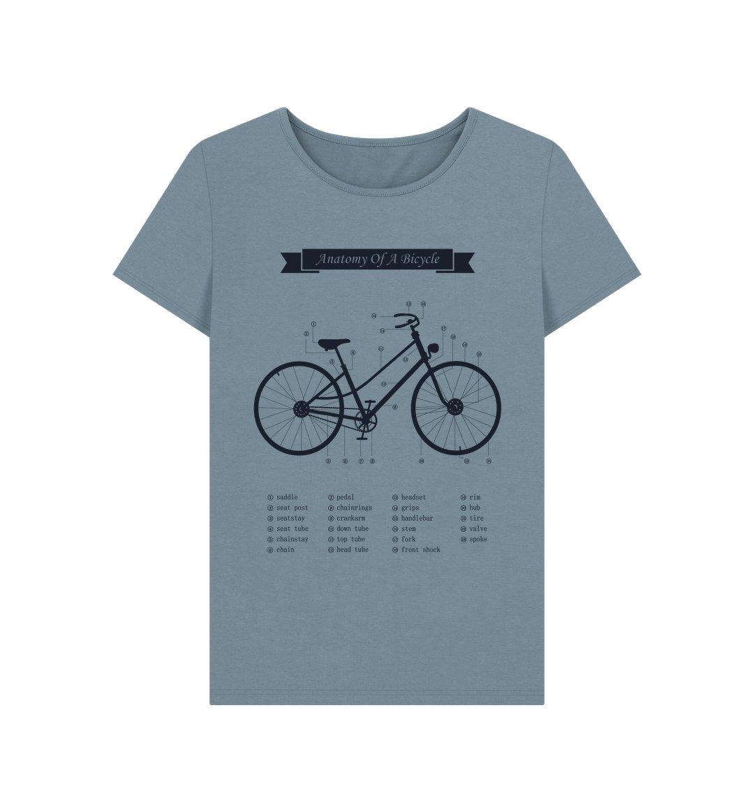 Stone Blue Women's Anatomy Of a Bicycle T-shirt