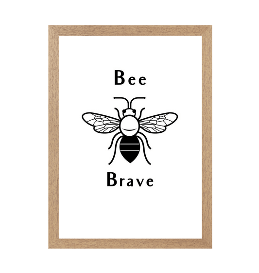 Natural Frame Bee Brave Print