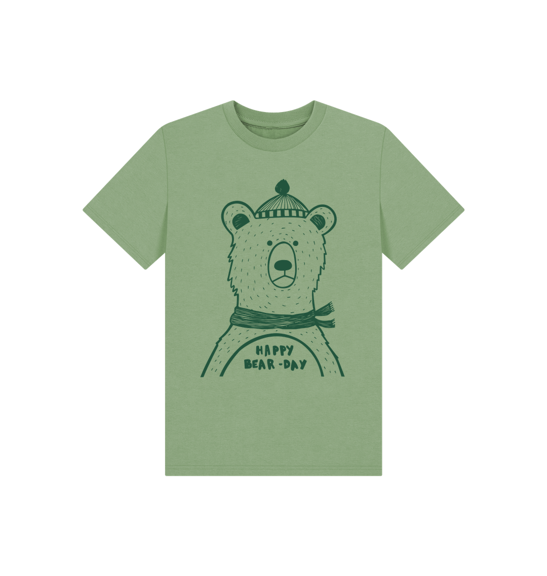 Sage Happy bear-day Kids t-shirt