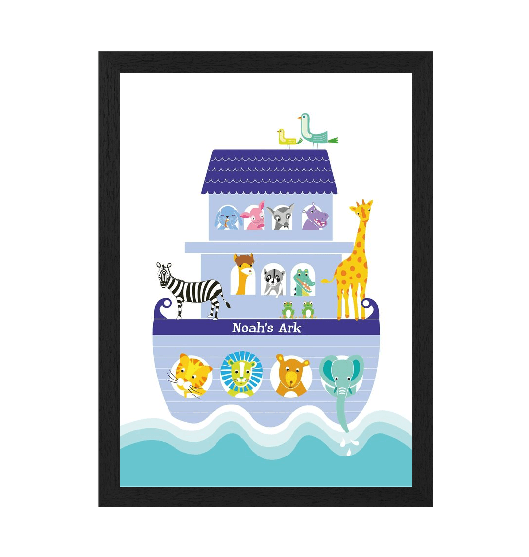 Black Frame Noah's Ark Children's Print