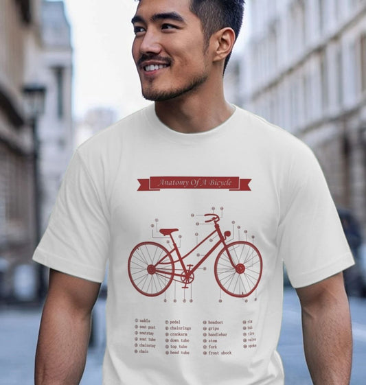 Anatomy Of a Bicycle T-shirt in Dark Red