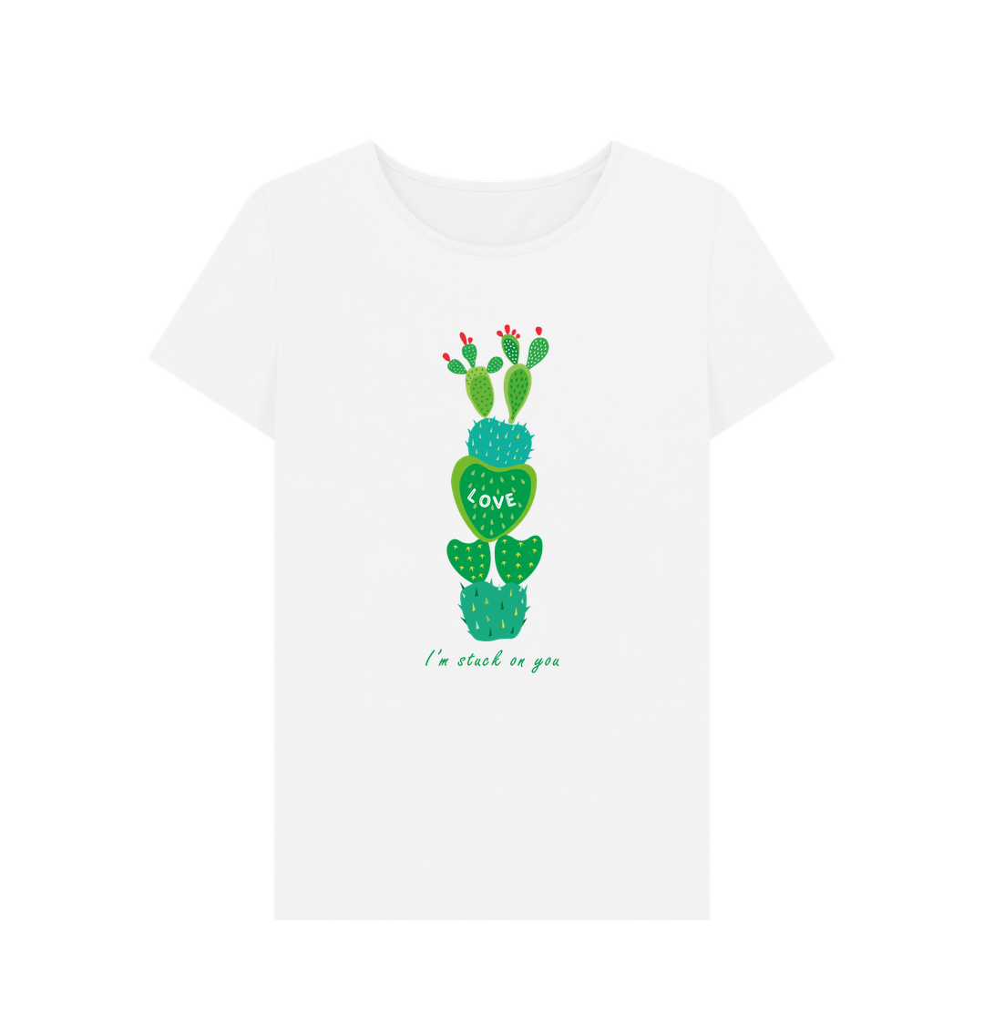 White \"I'm Stuck On You\" Cactus T-shirt