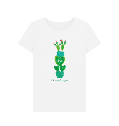 White \"I'm Stuck On You\" Cactus T-shirt