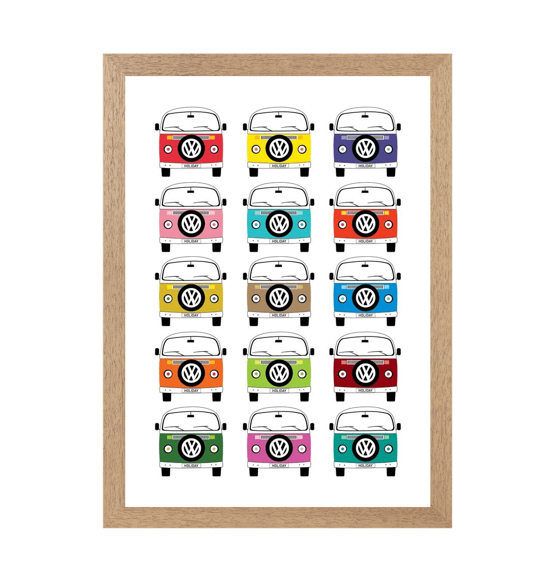 Natural Frame Favourite Campervan Holiday Print