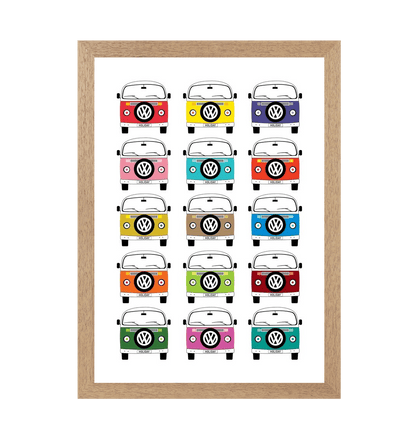 Natural Frame Favourite Campervan Holiday Print
