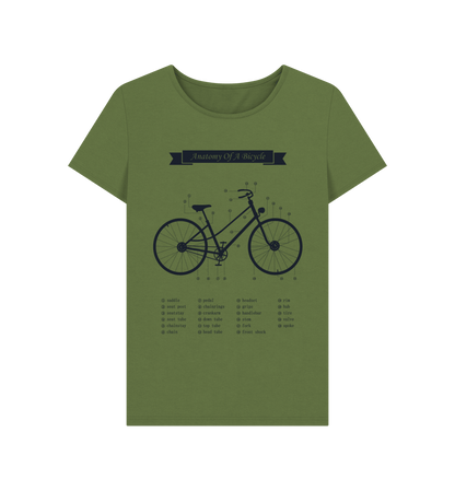 Khaki Women's Anatomy Of a Bicycle T-shirt