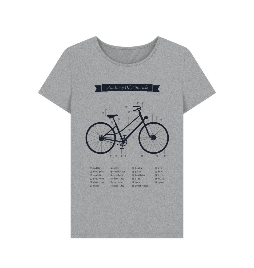 Athletic Grey Women's Anatomy Of a Bicycle T-shirt