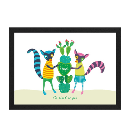 Black Frame \"Stuck On You\" Love Couple Print