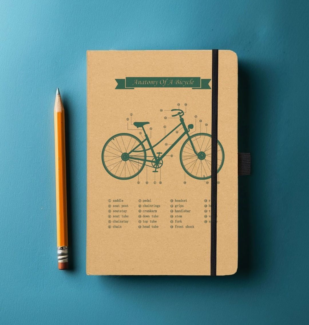 Anatomy Of a Bicycle notebook in green