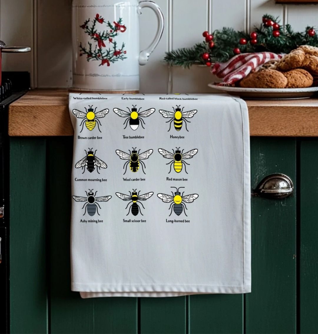 Bees of Britain Tea Towel