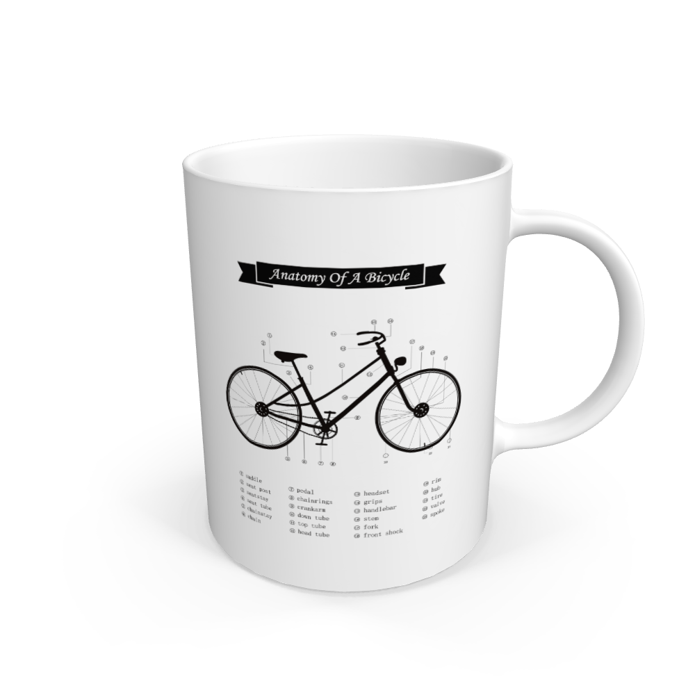 White Anatomy Of a Bicycle mug