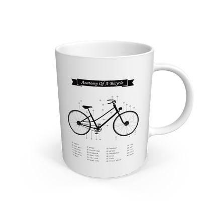 White Anatomy Of a Bicycle mug