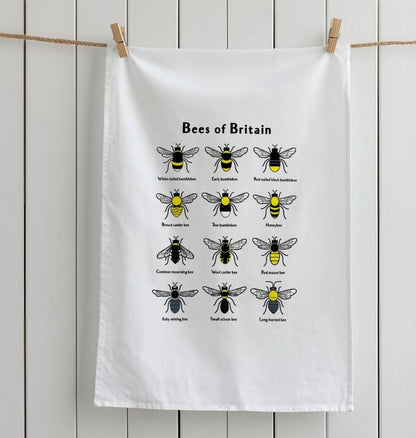 Bees of Britain Tea Towel