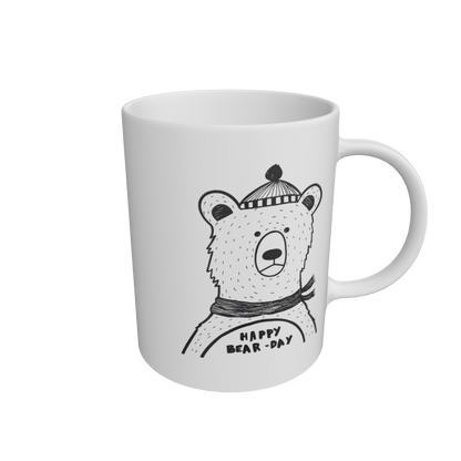 White Happy bear-day Mug